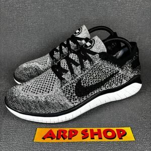 🔴 Nike Free RN FlyKnit 2018 Women`s Size 9.5 Black Athletic Shoes 942839-101